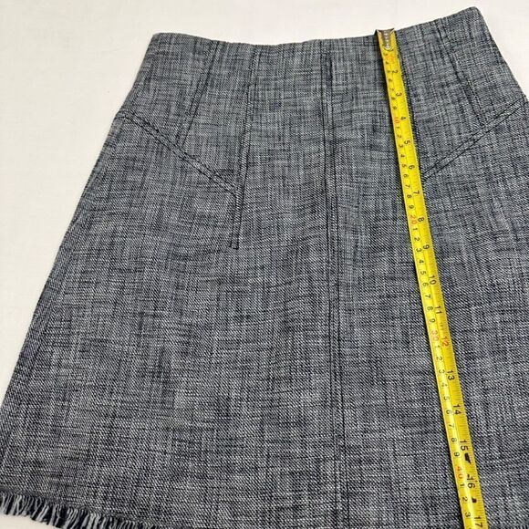 Rebecca Taylor Slub Suiting A-Line Skirt with Fringe Hem - Picture 4 of 6